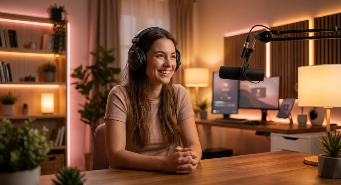 理想の配信部屋を作るための機材選びと環境づくりの全体像を示すアイキャッチ画像。